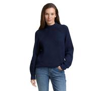 Tom Tailor Damen 1047670 Loose Fit Strickpullover Mit Stehkragen, 39335 - Blue Rib Structure, L EU
