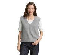 TOM TAILOR Damen 1047693 RIPP Pullunder mit V-Ausschnitt, 21373-Medium Silver Grey Melange, XXS