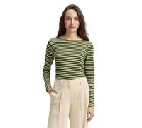 Tom Tailor Damen 1047730 Langarmshirt Mit Streifenmuster, 38582 - Green Offwhite Tee Stripe, XXL EU