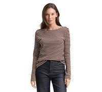 Tom Tailor - Langarmshirt mit Streifenmuster brown offwhite tee stripe - Gr. - L