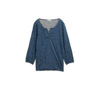 TOM TAILOR Damen 1047731 Crinkle Blusenshirt mit Muster, 38407-Teal Geometric Minimal Design, M