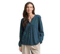 Langarmbluse TOM TAILOR, Damen, Gr. S, teal geometric, Web, Obermaterial: 50% Baumwolle, 50% Modal, bedruckt, lässig geschnitten hüftbedeckend, Rundhals, Blusen, mit grafischem Muster (13996500-S) tea