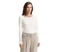 Langarmshirt TOM TAILOR, Damen, Gr. XXL, weiß (whisper weiß), Jersey, Obermaterial: 48% Baumwolle, 48% Modal, 4% Elasthan, unifarben, Casual, normal hüftbedeckend, Rundhals, Shirts, mit Rundhalsaussch