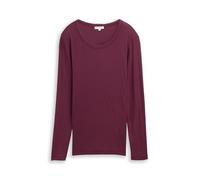 Langarmshirt TOM TAILOR, Damen, Gr. XXL, bordeaux rot, Jersey, Obermaterial: 48% Baumwolle, 48% Modal, 4% Elasthan, unifarben, Casual, normal, Rundhals, Shirts, mit Rundhalsausschnitt und Stretch (908