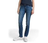 Slim-fit-Jeans TOM TAILOR, Damen, Gr. 28, Länge 32, blau (clean mid stone blau denim), Denim/Jeans, Obermaterial: 99% Baumwolle, 1% Elasthan. Futter: 65% Baumwolle, 35% Polyester, unifarben, Casual, s