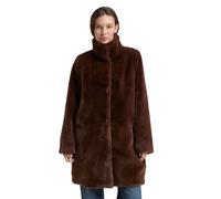 TOM TAILOR Damen 1048286 Fake Fellmantel mit Stehkragen, 27506-Dark Pecan Brown, XL