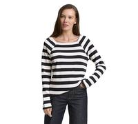 TOM TAILOR Damen 1048303 Langarmshirt mit Streifenmuster, 38844-Lunar Eclipse Offwhite Stripe, L