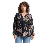 Blusenshirt TOM TAILOR PLUS, Damen, Gr. 48, big flower design, Web, Obermaterial: 50% Baumwolle, 50% Modal, bedruckt, casual, regular fit taillenbedeckt, V-Ausschnitt, Langarm elastischer Bund, Shirts