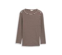 Tom Tailor - Plus Size - Langarmshirt mit Streifenmuster brown offwhite tee stripe - Gr. - 52