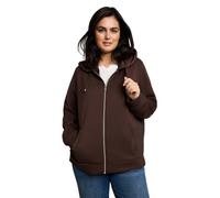Kapuzensweatjacke TOM TAILOR PLUS, Damen, Gr. 54, braun (java schwarz braun), Sweatware, Obermaterial: 51% Polyester, 42% Viskose, 7% Elasthan, normal hüftbedeckend, Rundhals, Bündchen, Sweatjacken, a