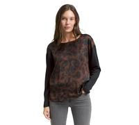 TOM TAILOR Damen 1048933 Loose Fit Langarmshirt mit Leo-Print, 39039-Brown Black Big, XXL