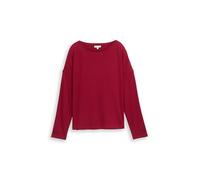 TOM TAILOR Damen 1048939 Loose Fit Langarmshirt Mit Rippstruktur, 10361 - Rumba Red, XL EU