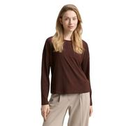 TOM TAILOR Damen 1048939 Loose Fit Langarmshirt mit Rippstruktur, 27506-Dark Pecan Brown, XL