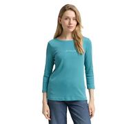 TOM TAILOR Damen 1048941 Slim Fit Langarmshirt mit Glitzer-Logo (1er Pack)