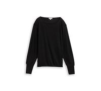 Tom Tailor - Loose Fit Langarmshirt mit Glitzer-Effekt deep black - Gr. - M