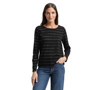 TOM TAILOR Damen 1048946 Langarmshirt mit Glitzer-Streifenmuster, 39270-Black Stripe with Lurex, XL