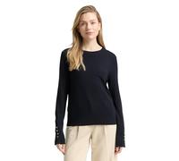 Rundhalspullover TOM TAILOR, Damen, Gr. 3XL, sky captain blau, Strick, Obermaterial: 85% Viskose, 15% Polyamid, unifarben, regular fit normal, Rundhals, mit Knöpfen, Pullover Rundhalspullover, mit Kno