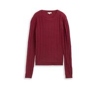 TOM TAILOR Damen 1049129 Rib Strickpullover mit Wollanteil, 39063-Rumba Red Melange, XXL