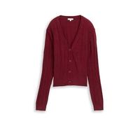 TOM TAILOR Damen 1049130 Rib Cardigan mit Wollanteil, 39063-Rumba Red Melange, S