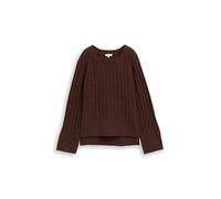 TOM TAILOR Damen 1049133 Bouclé Strickpullover mit Wollanteil, 39062-Dark Pecan Brown Melange, 3XL