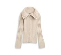 Tom Tailor Damen Cardigan 1049135 mit Troyer-Kragen – Sand Stone Beige Melange – Größe L