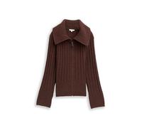 Tom Tailor - Cardigan mit Troyer-Kragen dark pecan brown melange - Gr. - L