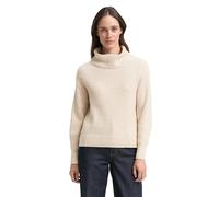 TOM TAILOR Damen 1049137 Loose Fit Rollkragenpullover, 36844-Sand Stone Beige Melange, S