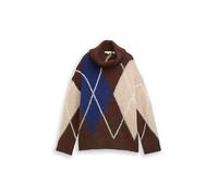 Tom Tailor - Oversize Rollkragenpullover mit Wollanteil 39173 brown blue arg - Gr. - M