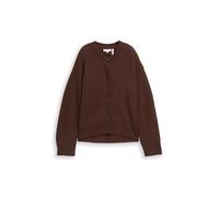 TOM TAILOR Damen 1049161 Oversize Cardigan Mit Rundhalsausschnitt, 39062 - Dark Pecan Brown Melange, M EU