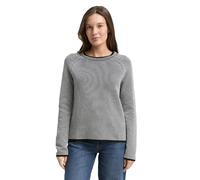 Tom Tailor Strickpullover Damen Rundhals 100% Baumwolle Schwarz/Weiß Gr. M