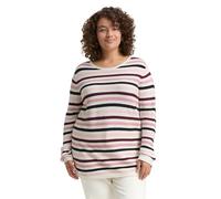 Strickpullover TOM TAILOR PLUS, Damen, Gr. 52, rose ottoman knit, Ottomane, Obermaterial: 100% Baumwolle, unifarben, casual, regular fit taillenbedeckt, U-Boot-Ausschnitt, Langarm, Pullover, aus Bio-B