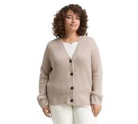 Tom Tailor - Plus Size - Ripp Cardigan mit V-Ausschnitt soft taupe melange - Gr. - 44