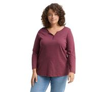 Tom Tailor - Plus Size - Henley Blusenshirt mit Muster berry bordeaux vichy print - Gr. - 48