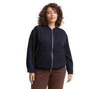 Blouson TOM TAILOR PLUS, Damen, Gr. 46, lunar eclipse, Web, Obermaterial: 95% Polyester, 5% Elasthan. Futter: 100% Polyester, unifarben, lässig geschnitten hüftlang, tiefer V-Ausschnitt, Jacken, mit R