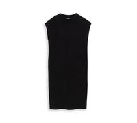 TOM TAILOR Damen Strickkleid mit Stehkragen, schwarz, Uni, Gr. 38