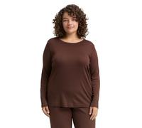 TOM TAILOR Damen 1049528 Plus Size - Basic Slim Fit Langarmshirt, 27506 - Dark Pecan Brown, 44 Große Größen EU
