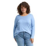 TOM TAILOR Damen 1049528 Plus Size-Basic Slim Fit Langarmshirt, 34587-Light Fjord Blue, 52