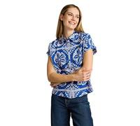 Tom Tailor - Loose Fit Bluse mit Leinenanteil blue flower tile design - Gr. - 44
