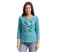 TOM TAILOR Damen 1050751 Langarmshirt mit Print, 31666-Tropical Teal, XL