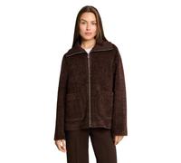 Strickfleecejacke TOM TAILOR, Damen, Gr. M, braun (java schwarz structure), Strick, Obermaterial: 87% Polyester, 13% Polyamid. Futter: 100% Polyester, unifarben, regular fit hüftlang, tiefer Rundhals,