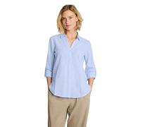Klassische Bluse TOM TAILOR, Damen, Gr. 42, blau (kentucky blau dobby stripe), Web, Obermaterial: 100% Baumwolle, gestreift, regular fit hüftbedeckend, V-Ausschnitt, mit Aufschlag, Blusen Bluse, Somme