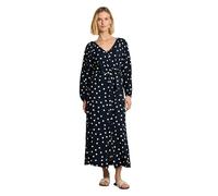 Midikleid TOM TAILOR, Damen, Gr. 46, N-Gr, navy big dot design, Crêpe, Obermaterial: 81% Viskose, 19% Polyamid, gepunktet, normal 7/8-Länge, V-Ausschnitt, elastischer Bund, Kleider Midikleid, Langarm