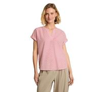 Druckbluse TOM TAILOR, Damen, Gr. 38, rosa (rot dobby stripe), Web, Obermaterial: 100% Baumwolle, gepunktet, gestreift, normal hüftbedeckend, Rundhals, abgesteppte Kante, Blusen Druckbluse, Sommer-Tun