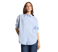 Hemdbluse TOM TAILOR "Loose", Damen, Gr. 40, braun (preppy plum weiß stripe), Obermaterial: 50% Baumwolle, 50% Lyocell, regular fit Po-bedeckend, Manschette, Blusen Hemdbluse, mit Manschetten (6280420