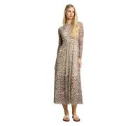 Denim Tom Tailor - Fitted Mesh Midi-Kleid mit Animal-Print brown beige zebra print - Gr. - L
