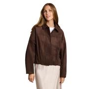 Blouson TOM TAILOR DENIM, Damen, Gr. M, braun (cool schwarz braun), Velours, Obermaterial: 90% Polyester, 10% Elasthan. Futter: 50% Polyester, 50% Polyurethan, lässig geschnitten hüftbedeckend, Rundha