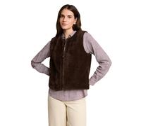 Fellimitatweste TOM TAILOR, Damen, Gr. XL, braun (java schwarz braun), Fleece, Obermaterial: 54% Polyamid, 46% Polyester. Futter: 100% Polyester, unifarben, regular fit hüftbedeckend, Rundhals, Westen