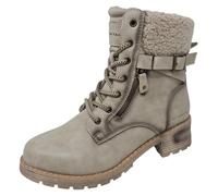Winterstiefelette TOM TAILOR, Damen, Gr. 39, beige, Lederimitat, Textil, vintage, Schuhe, Stiefelette, Winterboots mit Blockabsatz (10077510-39) beige