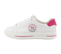Plateausneaker TOM TAILOR, Damen, Gr. 37, pink (weiß, pink), Lederimitat, mehrfarbig, sportlich, Schuhe, Halbschuh, Freizeitschuh, Schnürschuh, Kontrastbesatz an der Ferse (84451814-37) weiß, pink