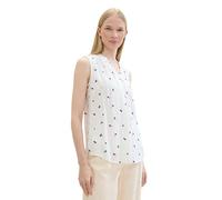 TOM TAILOR Damen Basic Bluse mit Rüschen-Detail am Kragen, pink offwhite floral design, 34